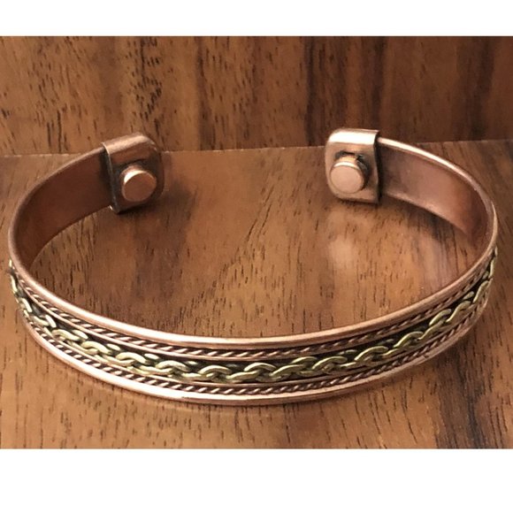 Copper Magnetic Bracelet Cuff Bangle Classic Chain Link Design - Picture 1 of 4